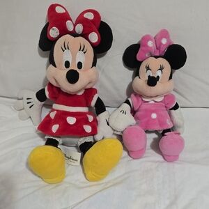 Disney Minnie Mouse Plush Pair in Red, Pink, Yellow and Black